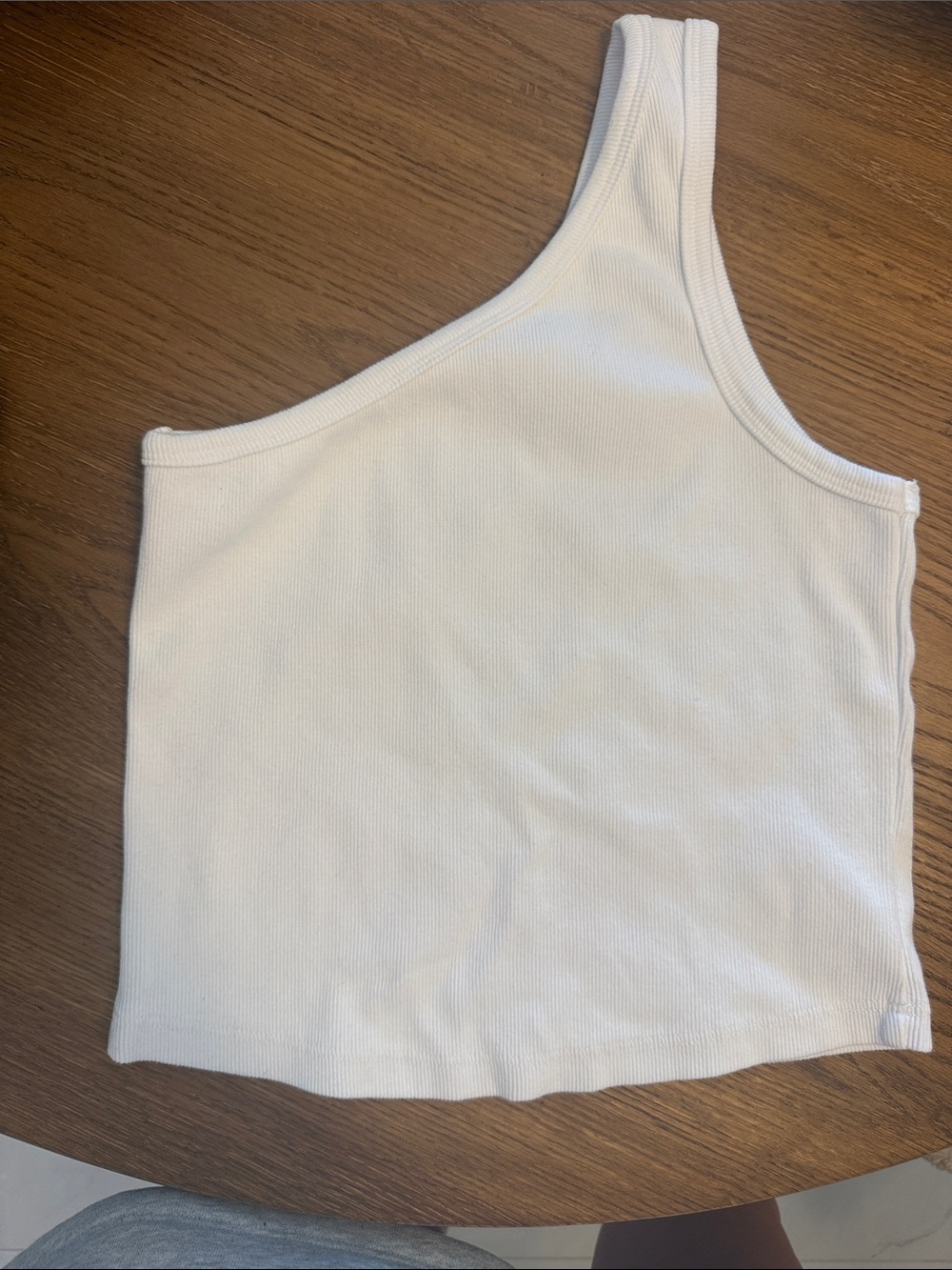 perfectwhitetee Asymmetric One-Shoulder Ribbed Tank in White